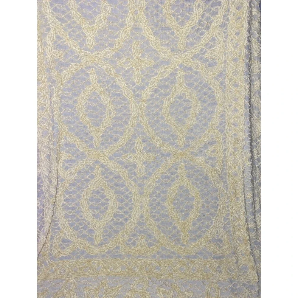 Vtg Twin‎ Yellow Floral Chenille Bedspread 92x108
